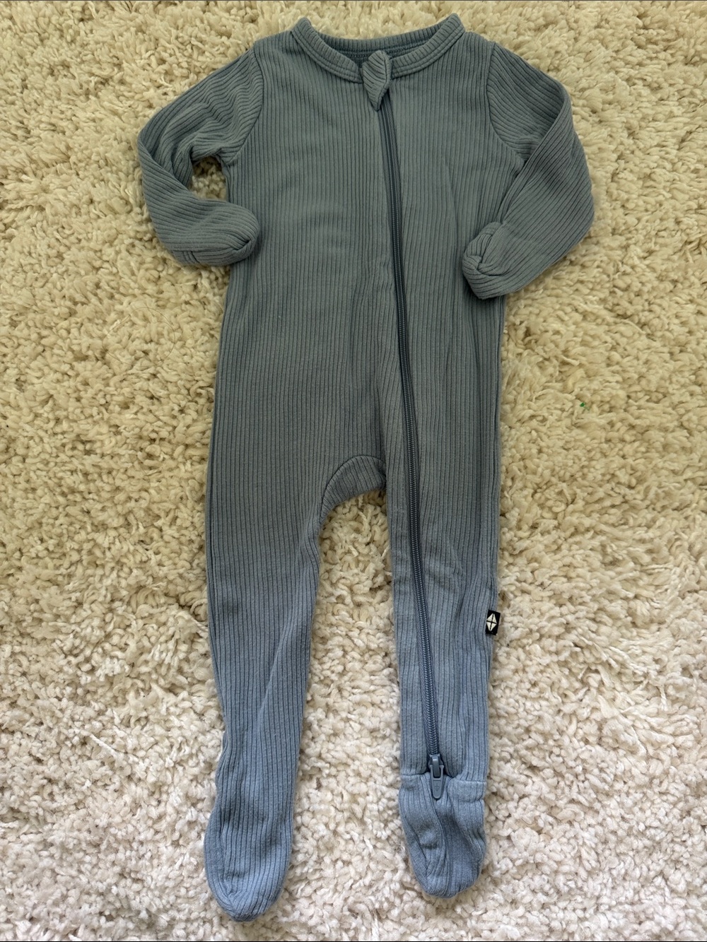 Kyte Ribbed Footed One-Piece Romper in blue